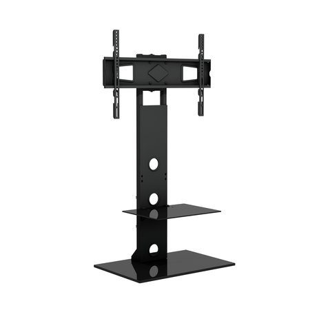 PROMOUNTS Modern TV Stand with Mount for TVs 37 in. - 72 in. Up to 110 lbs with Tempered Glass Shelf ATMSS6401-02